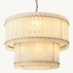 San Marco Ribbed Alabaster Tiered Round Chandelier 37"