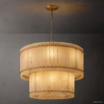 San Marco Ribbed Alabaster Tiered Round Chandelier 37"