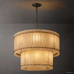 San Marco Ribbed Alabaster Tiered Round Chandelier 37"