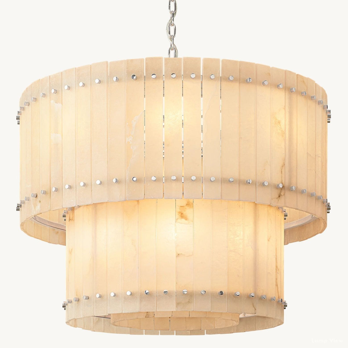 San Marco Ribbed Alabaster Tiered Round Chandelier 37"
