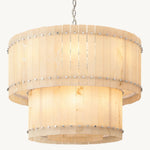San Marco Ribbed Alabaster Tiered Round Chandelier 37"