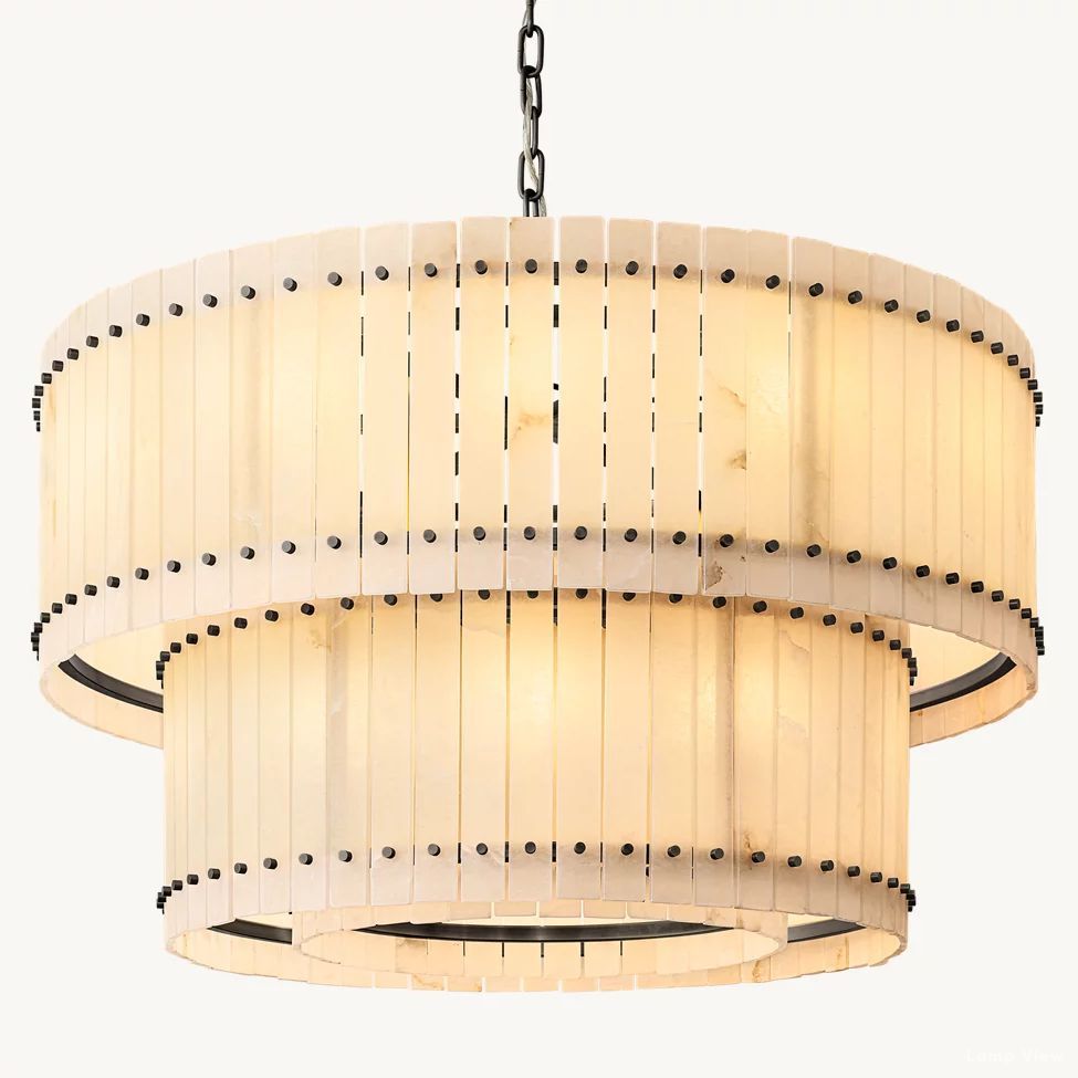San Marco Ribbed Alabaster Tiered Round Chandelier 48"
