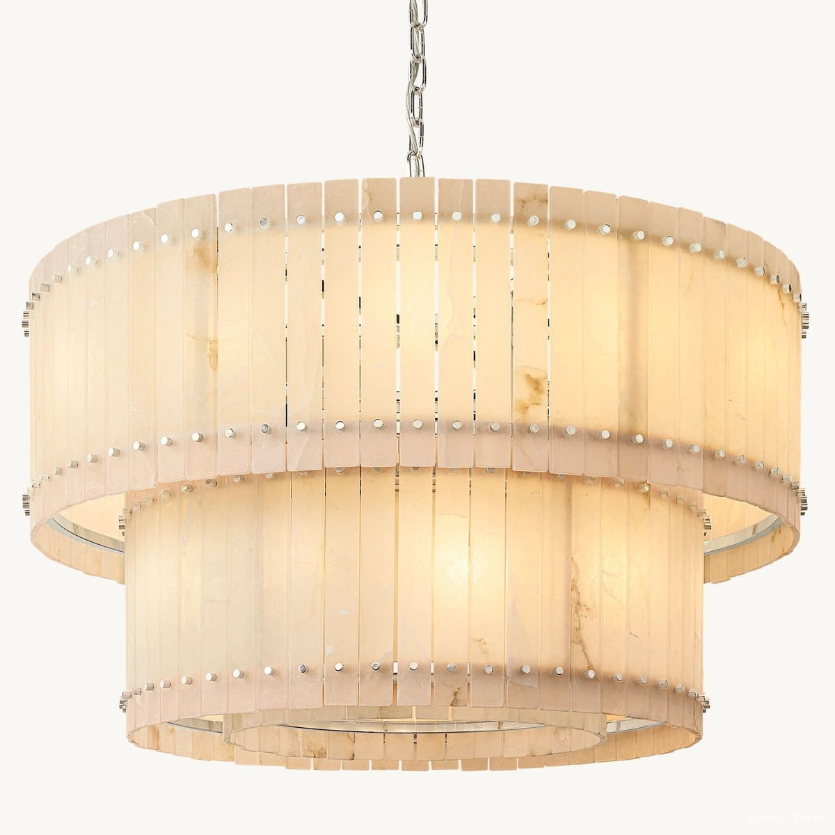 San Marco Ribbed Alabaster Tiered Round Chandelier 48"