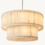 San Marco Ribbed Alabaster Tiered Round Chandelier 48"