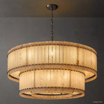 San Marco Ribbed Alabaster Tiered Round Chandelier 60"