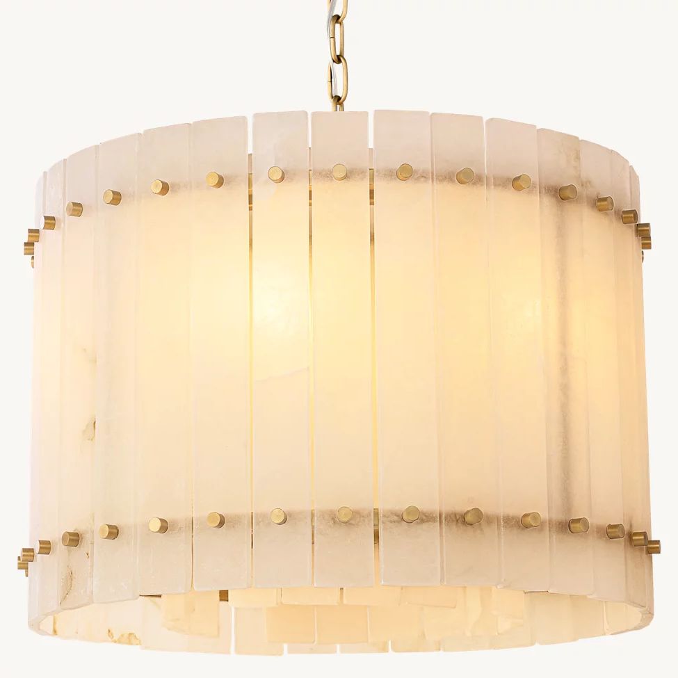 San Marco Ribbed Alabaster Round Chandelier 22"