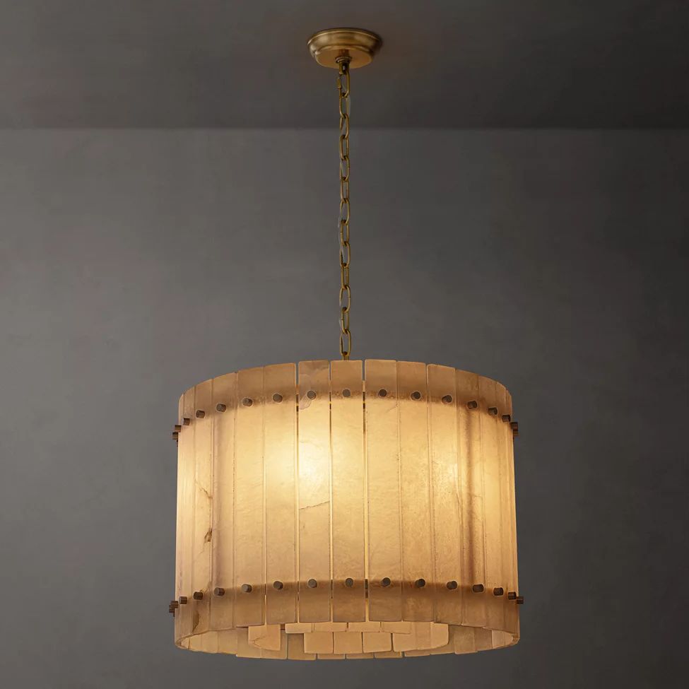 San Marco Ribbed Alabaster Round Chandelier 22"
