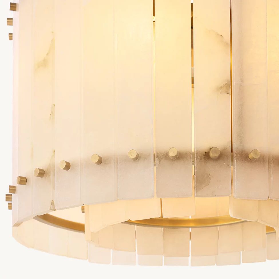 San Marco Ribbed Alabaster Round Chandelier 22"