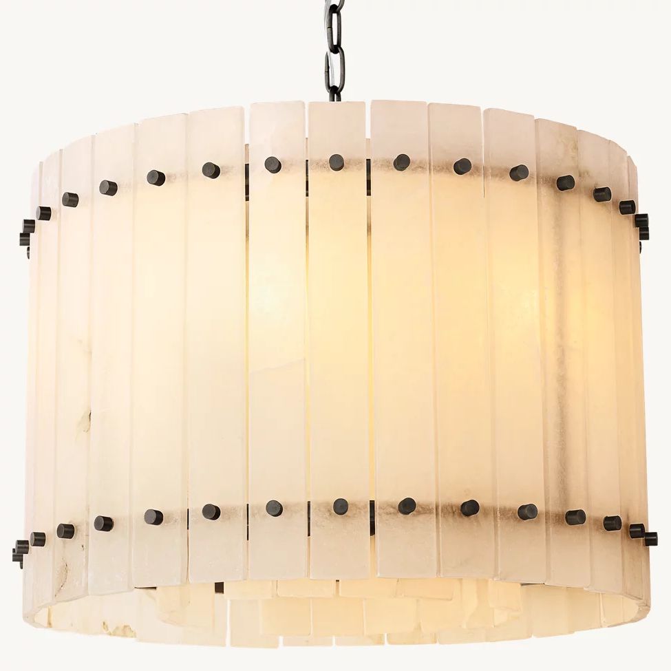 San Marco Ribbed Alabaster Round Chandelier 22"
