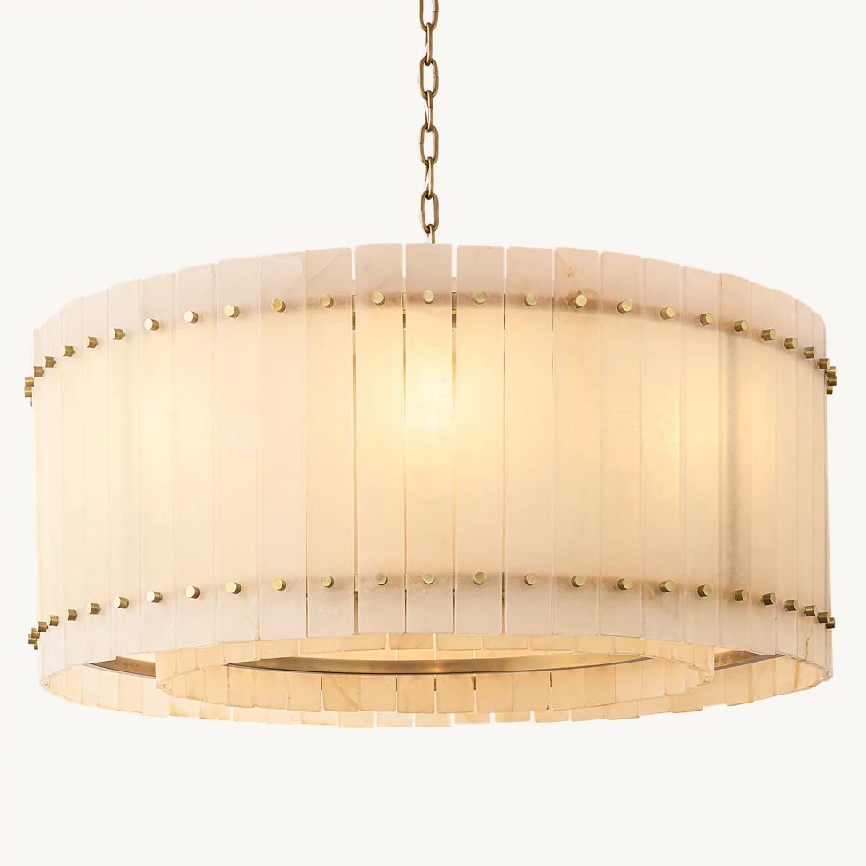 San Marco Ribbed Alabaster Round Chandelier 37"