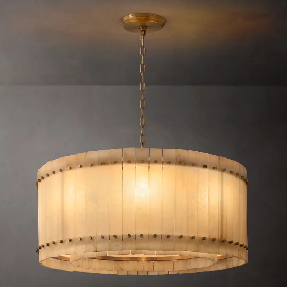 San Marco Ribbed Alabaster Round Chandelier 37"