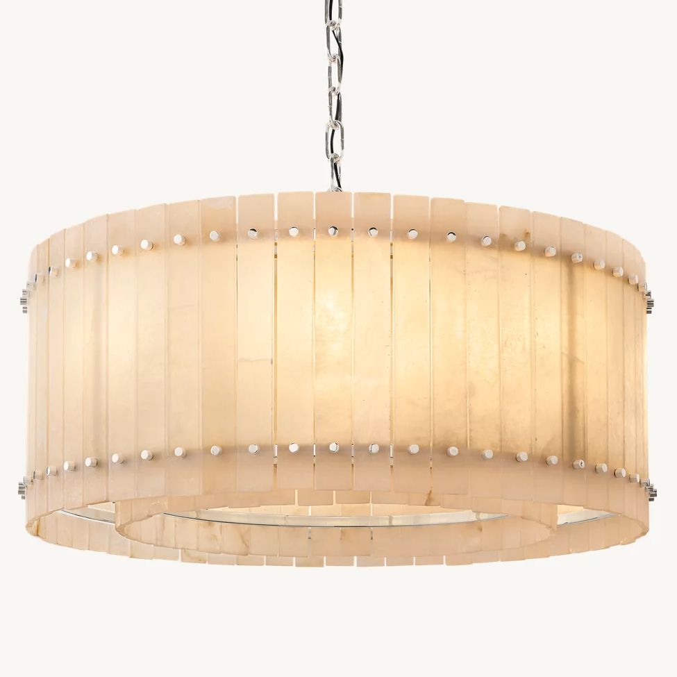 San Marco Ribbed Alabaster Round Chandelier 37"