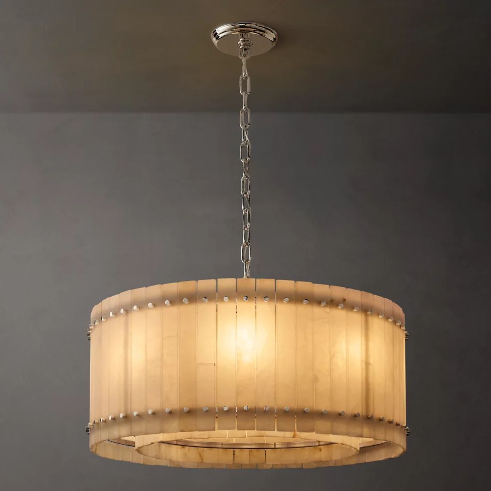 San Marco Ribbed Alabaster Round Chandelier 37"