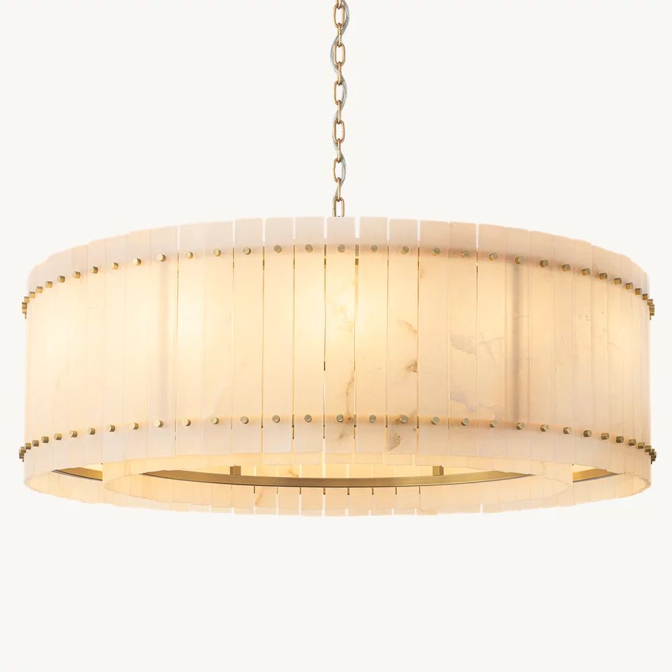 San Marco Ribbed Alabaster Round Chandelier 48"