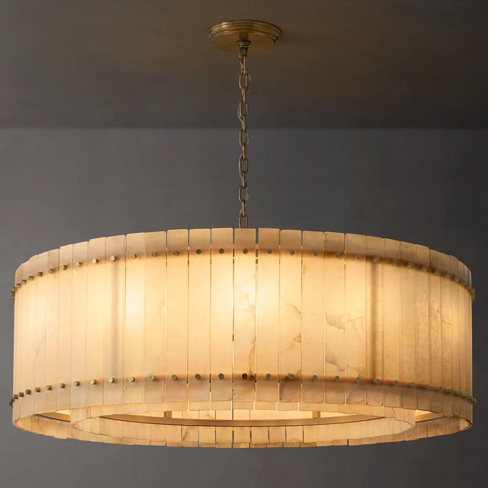 San Marco Ribbed Alabaster Round Chandelier 48"