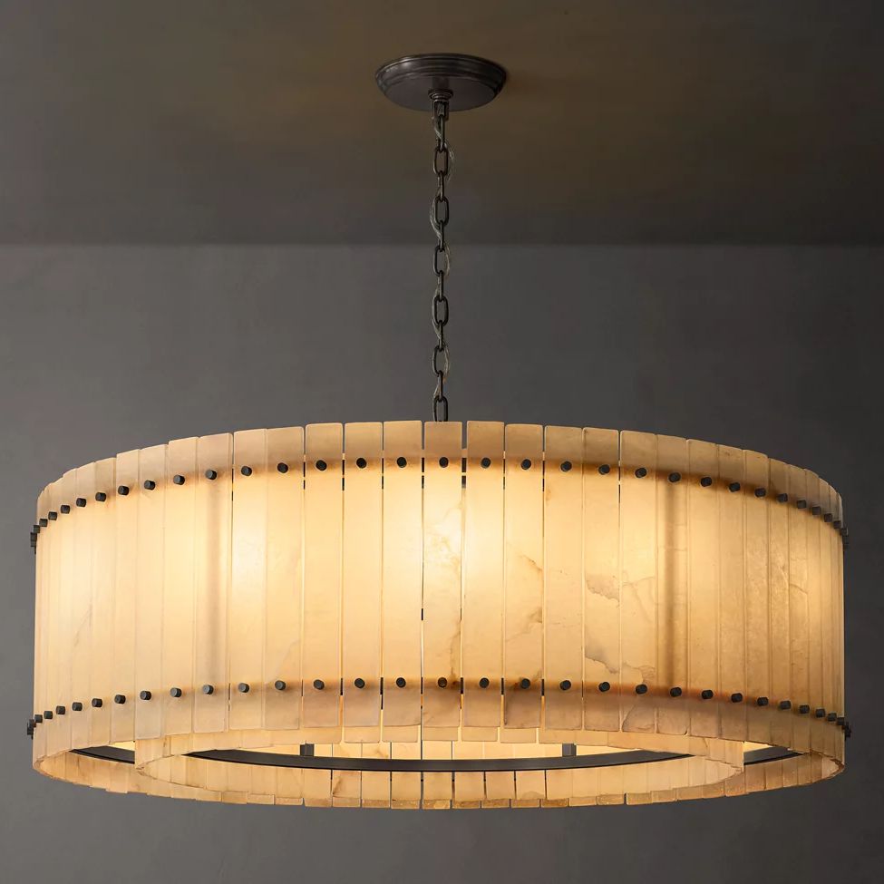 San Marco Ribbed Alabaster Round Chandelier 48"