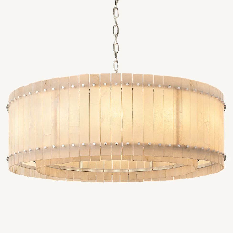 San Marco Ribbed Alabaster Round Chandelier 48"