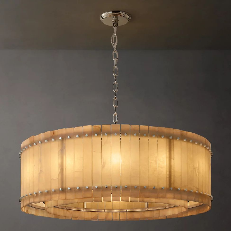 San Marco Ribbed Alabaster Round Chandelier 48"