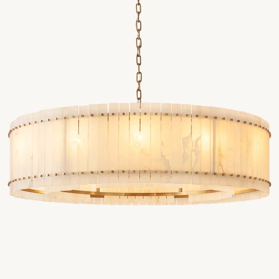 San Marco Ribbed Alabaster Round Chandelier 60"