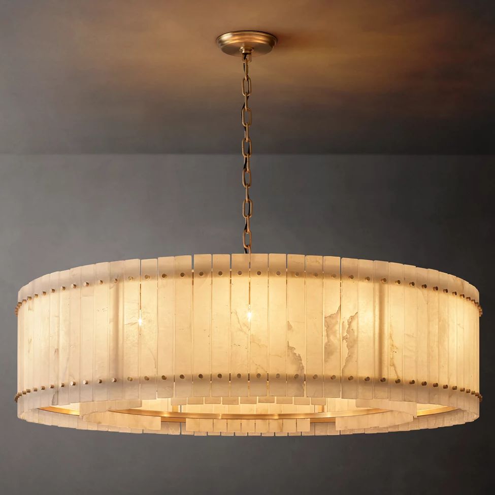 San Marco Ribbed Alabaster Round Chandelier 60"