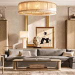 San Marco Ribbed Alabaster Round Chandelier 37"