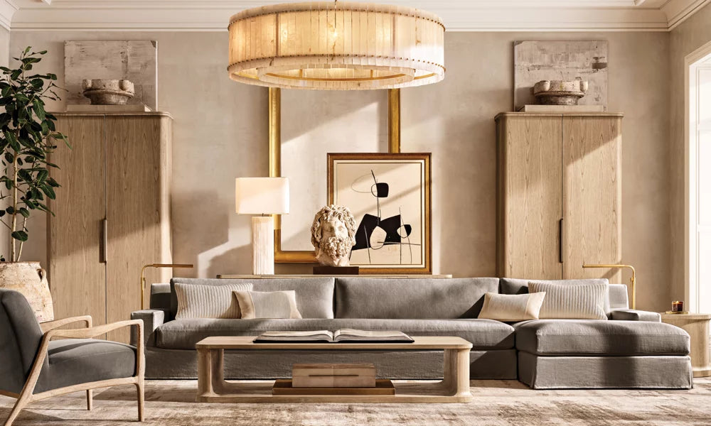 San Marco Ribbed Alabaster Round Chandelier 60"