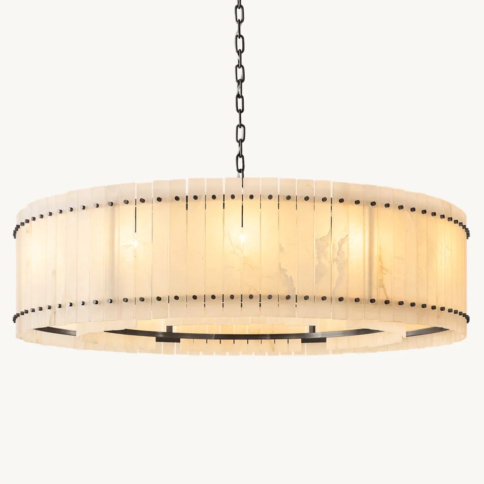 San Marco Ribbed Alabaster Round Chandelier 60"