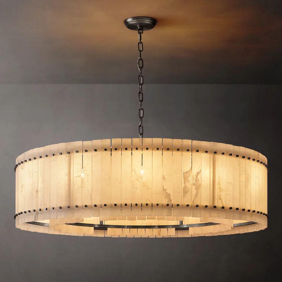 San Marco Ribbed Alabaster Round Chandelier 60"
