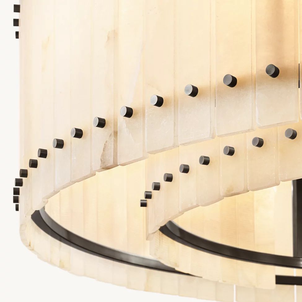 San Marco Ribbed Alabaster Round Chandelier 60"