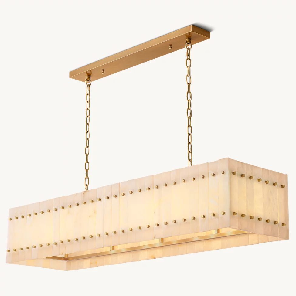 San Marco Ribbed Alabaster Linear Chandelier 54"