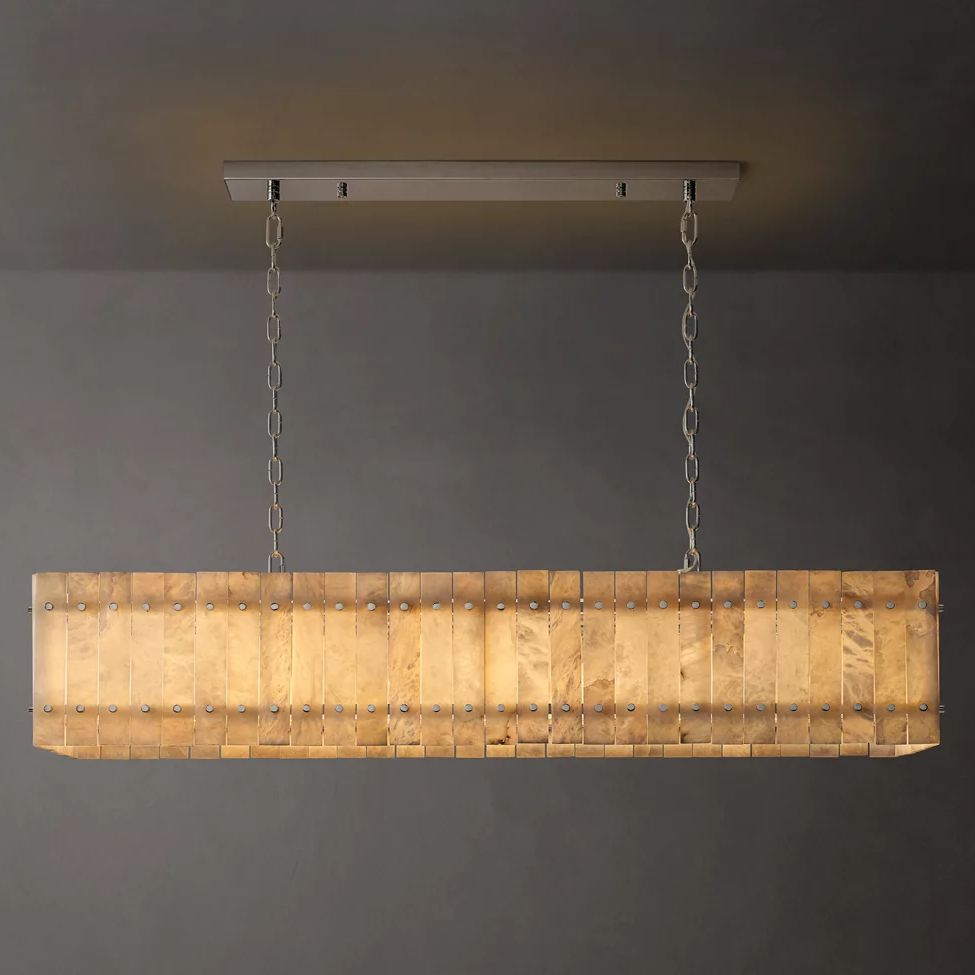 San Marco Ribbed Alabaster Linear Chandelier 54"