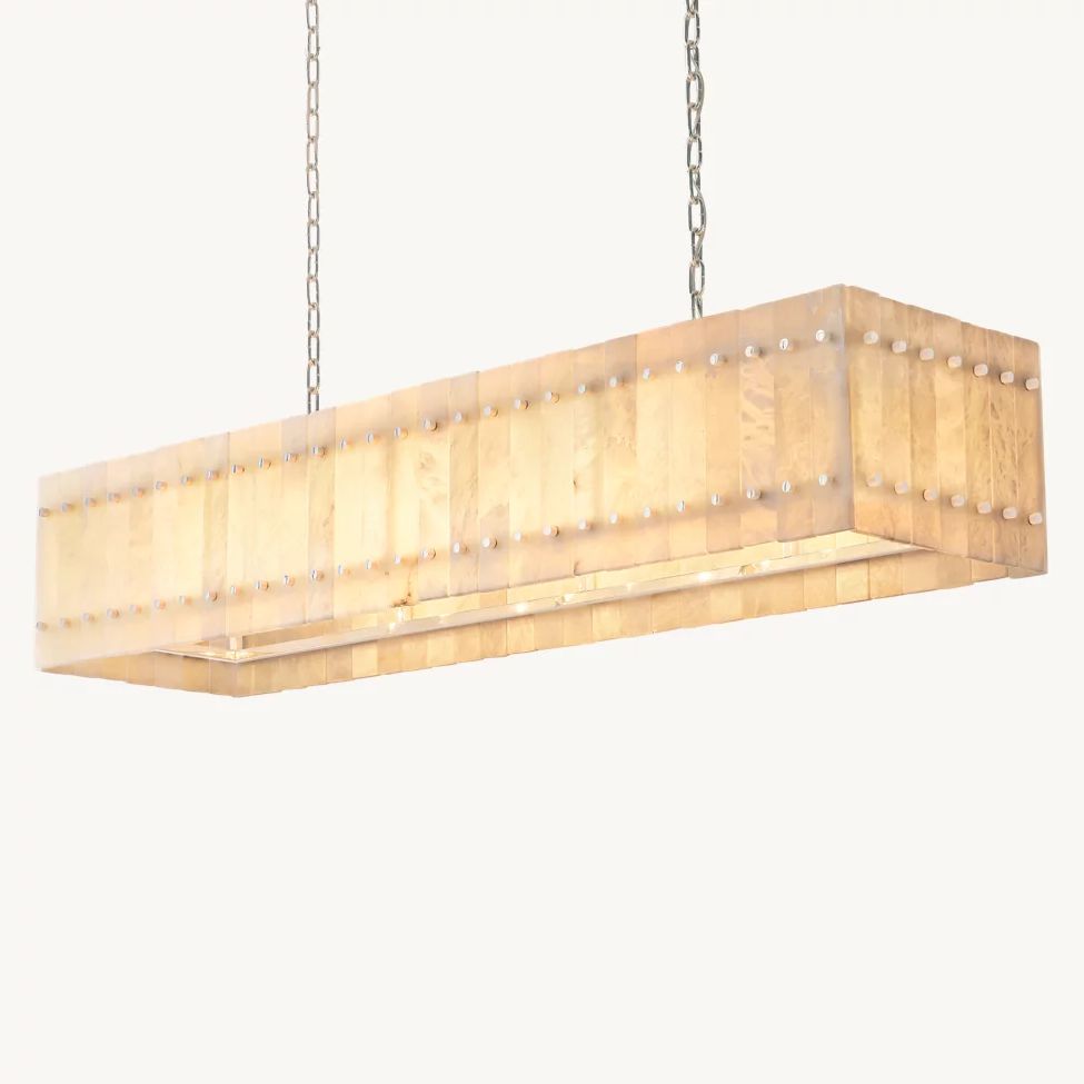 San Marco Ribbed Alabaster Linear Chandelier 54"