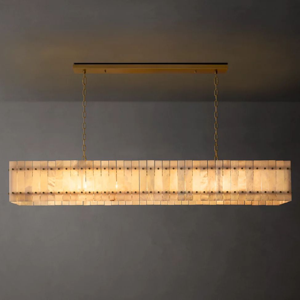 San Marco Ribbed Alabaster Linear Chandelier 72"
