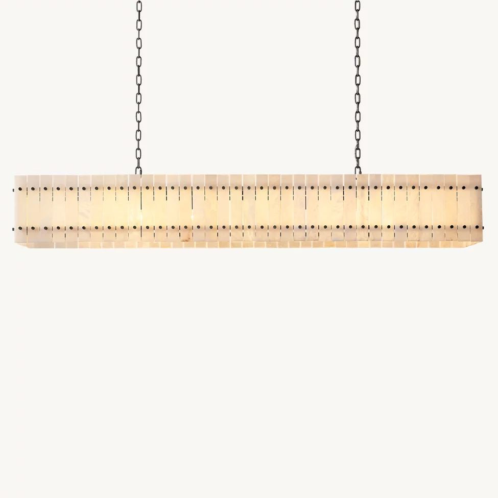San Marco Ribbed Alabaster Linear Chandelier 72"