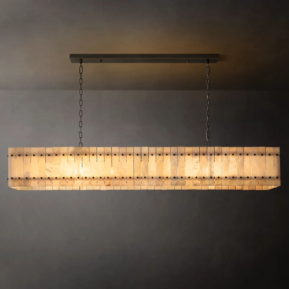 San Marco Ribbed Alabaster Linear Chandelier 72"