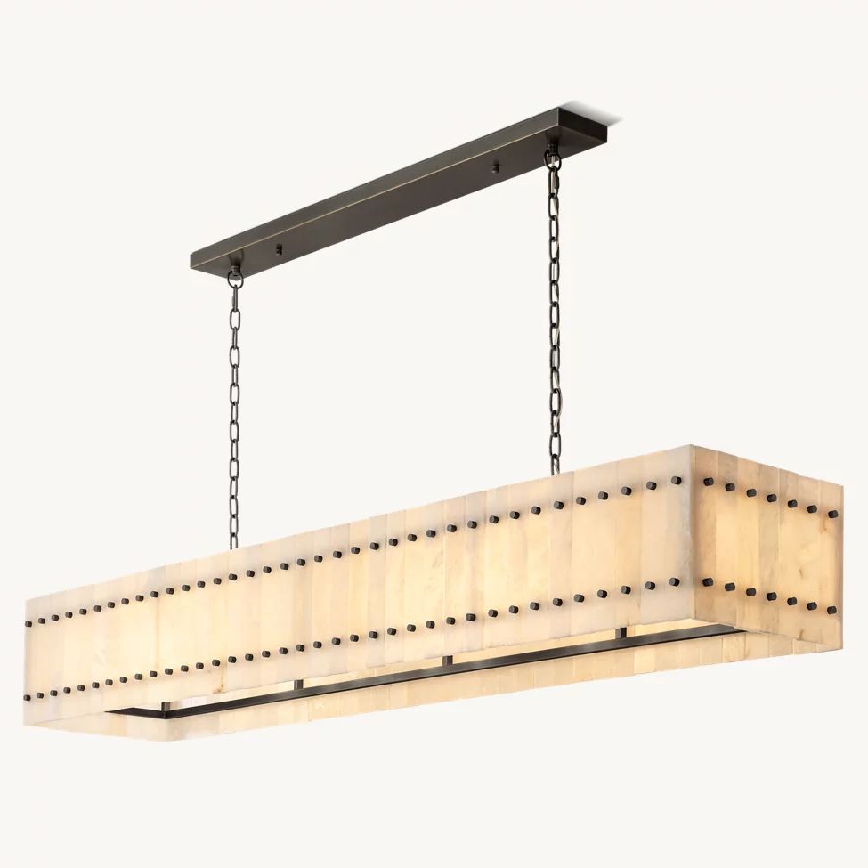 San Marco Ribbed Alabaster Linear Chandelier 72"