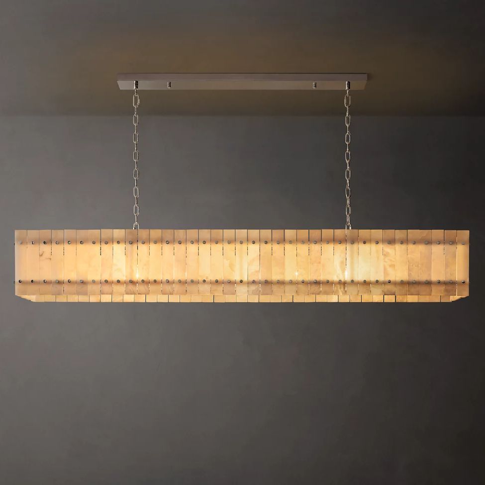 San Marco Ribbed Alabaster Linear Chandelier 72"