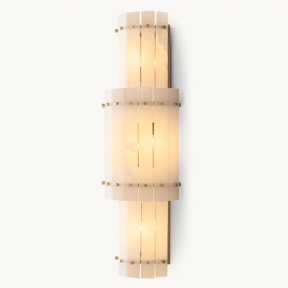 San Marco Ribbed Alabaster Round Wall Sconce