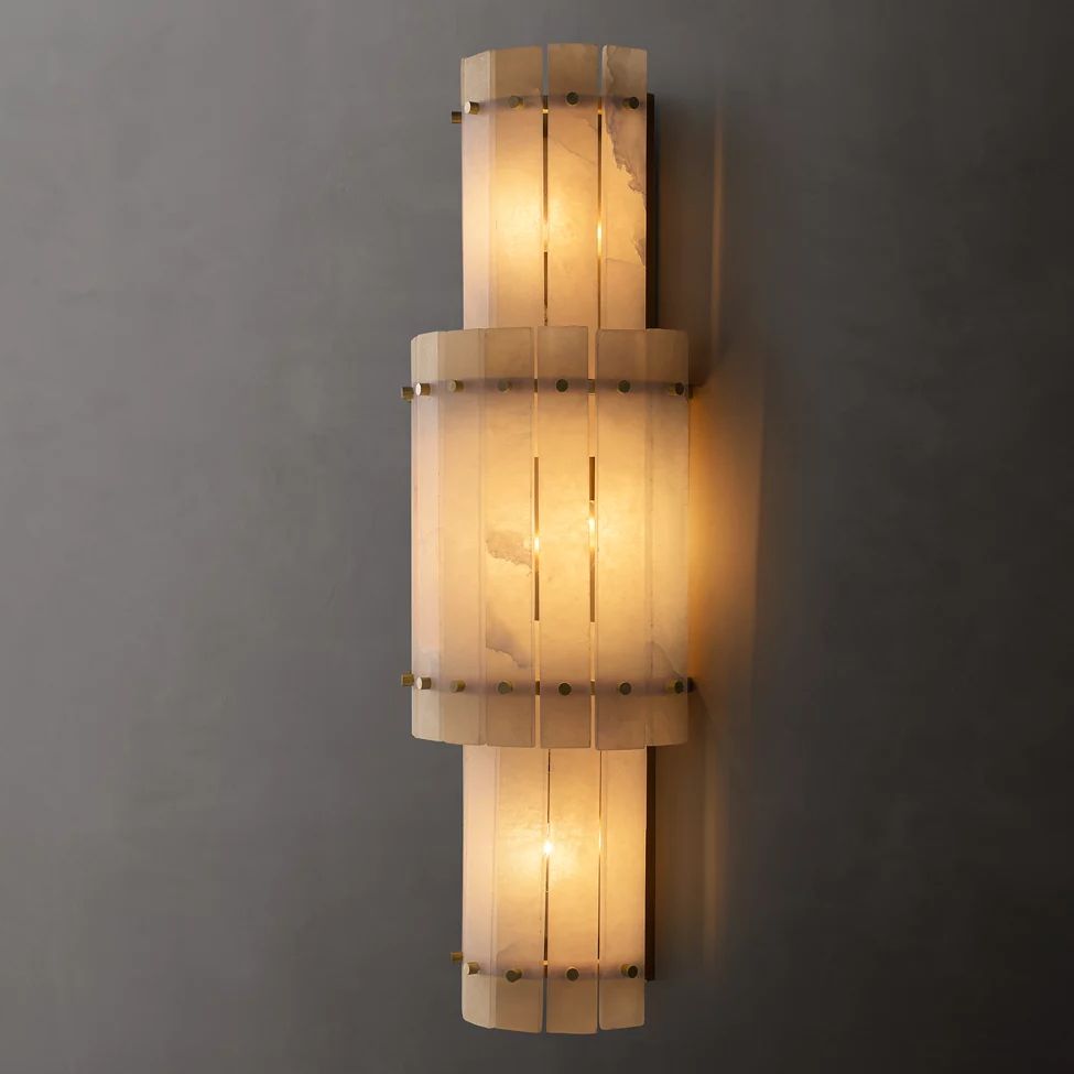 San Marco Ribbed Alabaster Round Wall Sconce