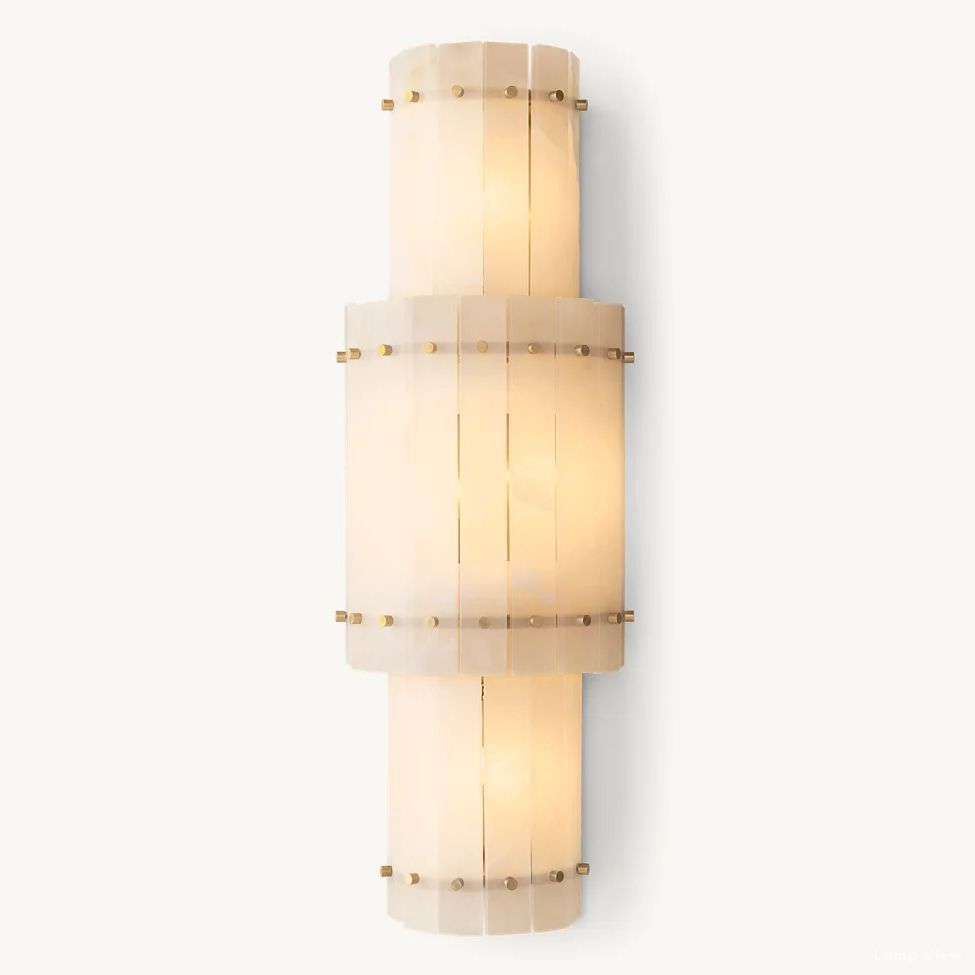 San Marco Ribbed Alabaster Round Wall Sconce