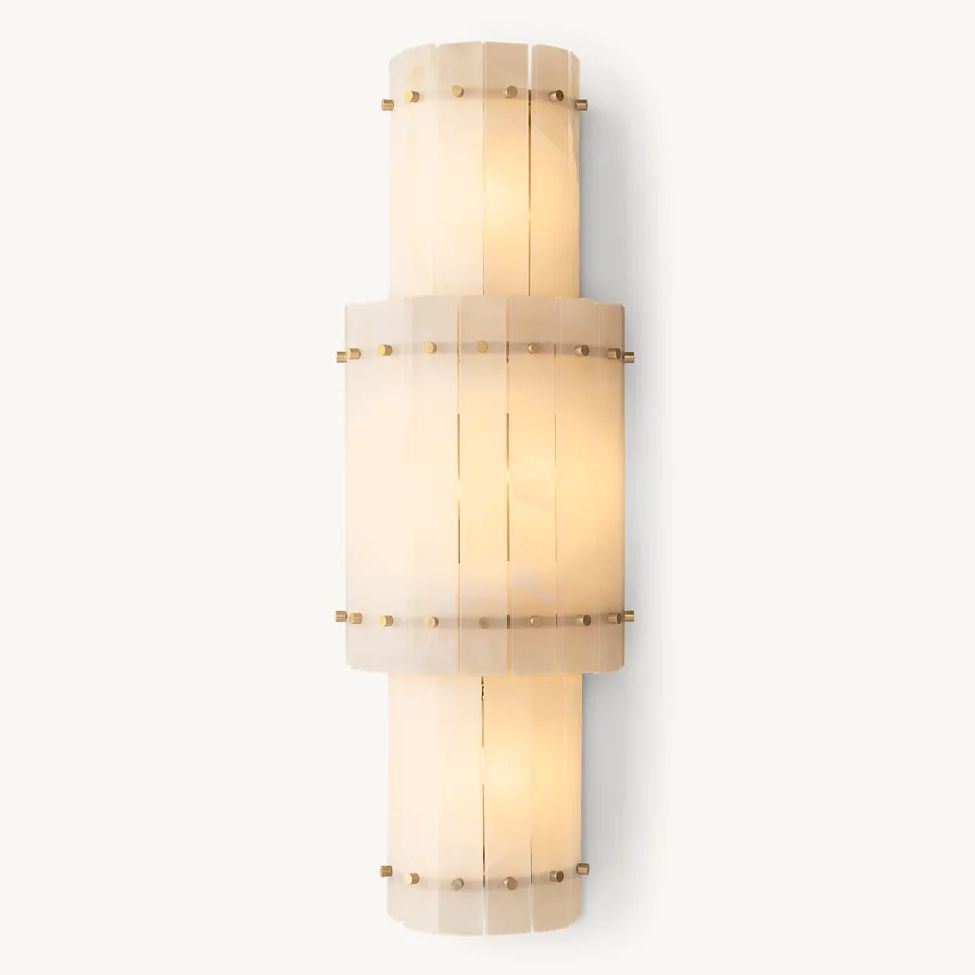 San Marco Ribbed Alabaster Round Wall Sconce