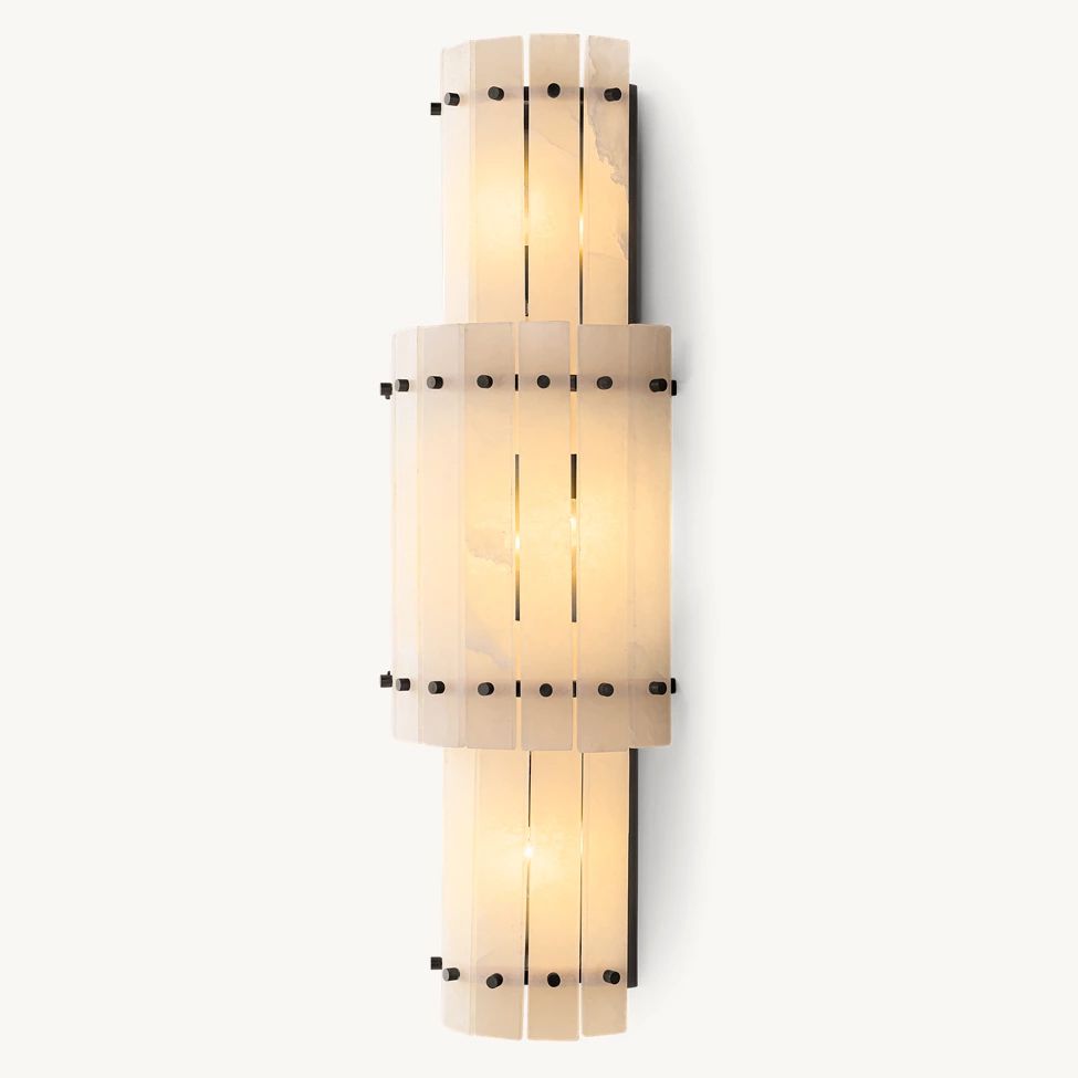 San Marco Ribbed Alabaster Round Wall Sconce