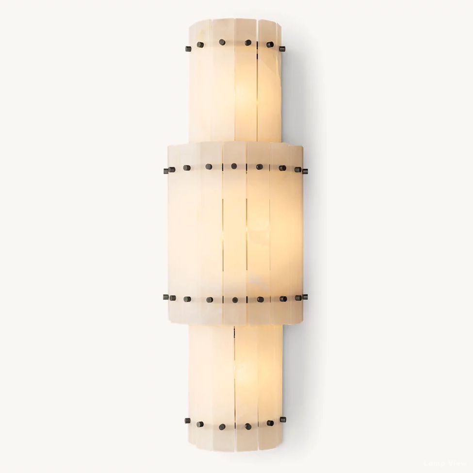 San Marco Ribbed Alabaster Round Wall Sconce