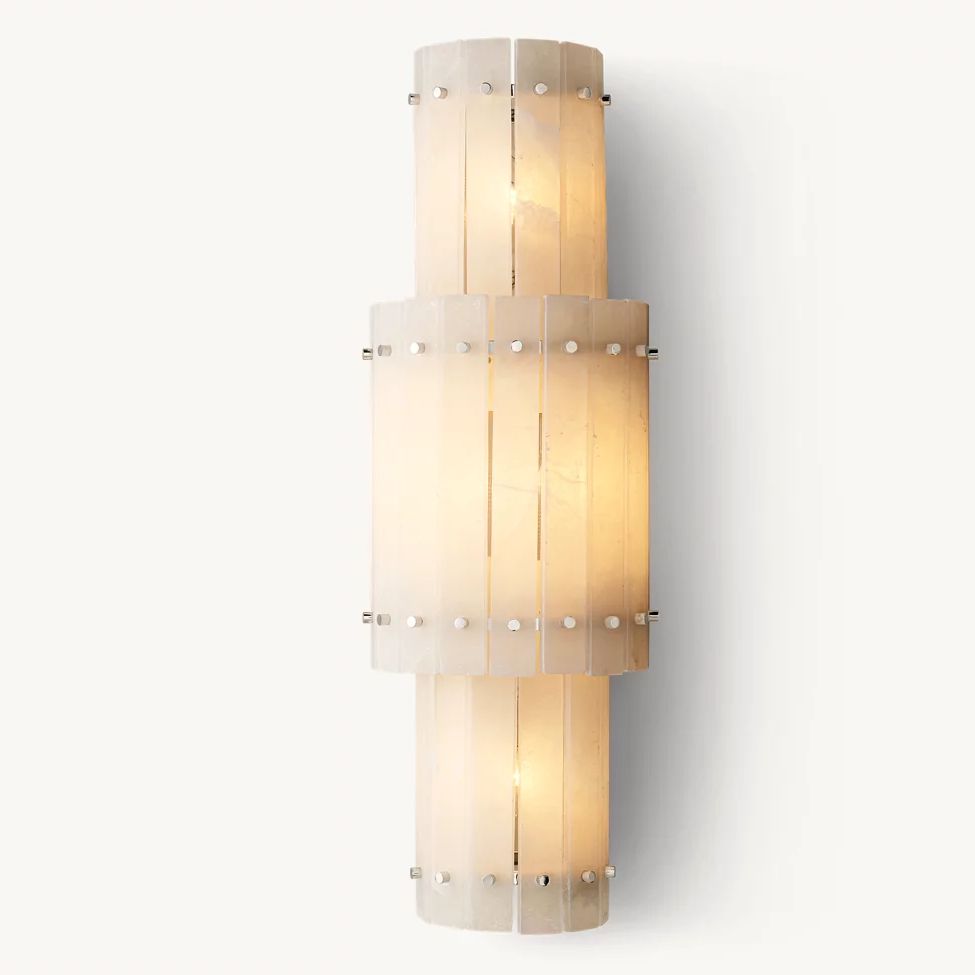 San Marco Ribbed Alabaster Round Wall Sconce