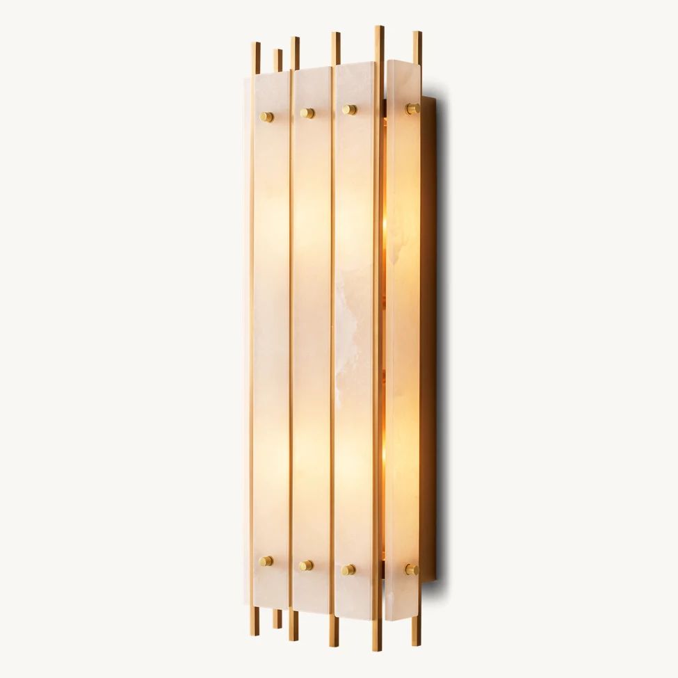 San Marco Ribbed Alabaster Rectangular Wall Sconce