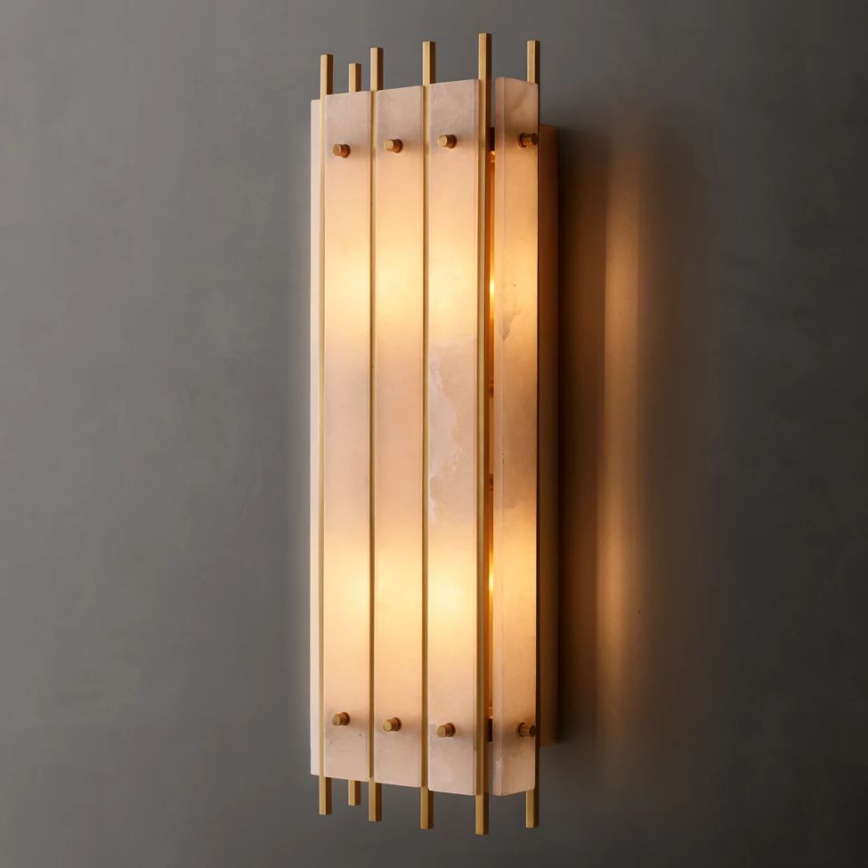 San Marco Ribbed Alabaster Rectangular Wall Sconce