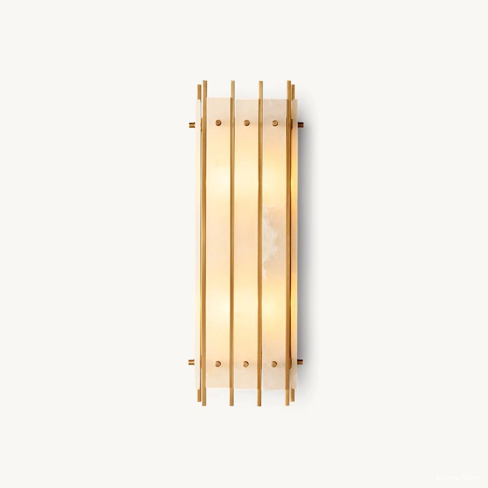 San Marco Ribbed Alabaster Rectangular Wall Sconce