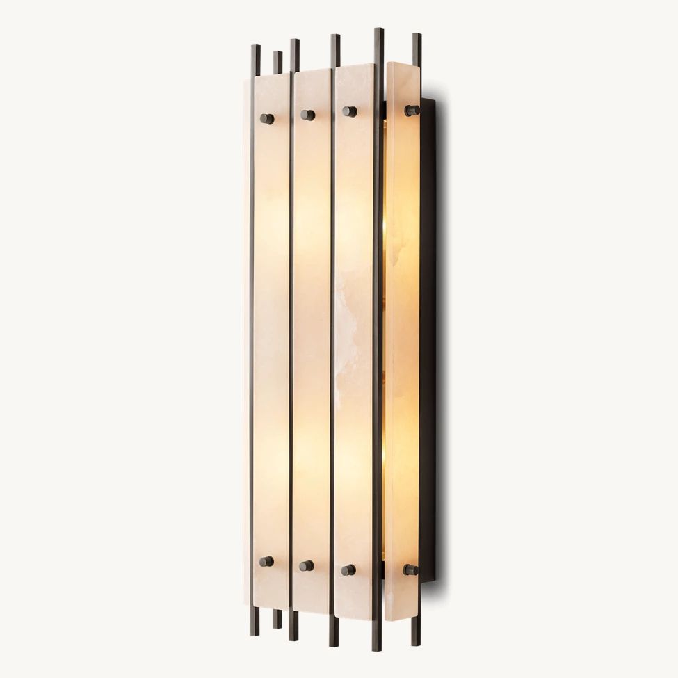 San Marco Ribbed Alabaster Rectangular Wall Sconce