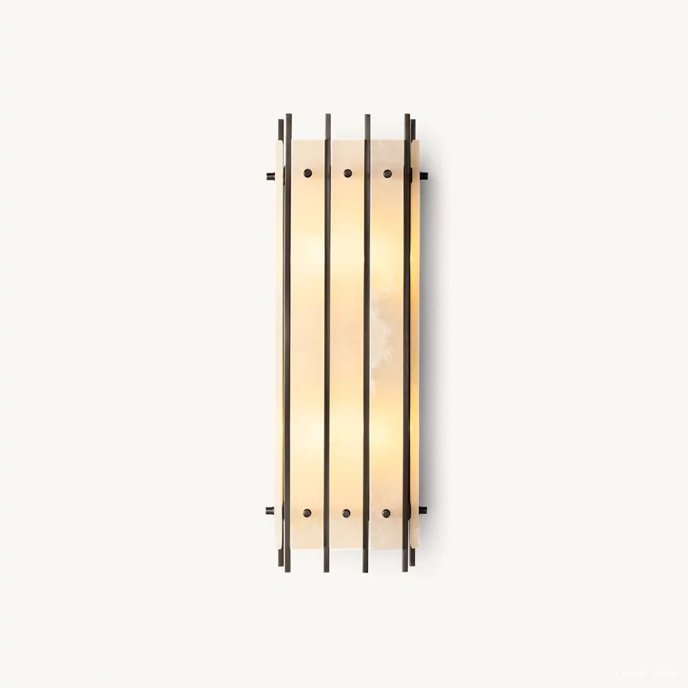 San Marco Ribbed Alabaster Rectangular Wall Sconce