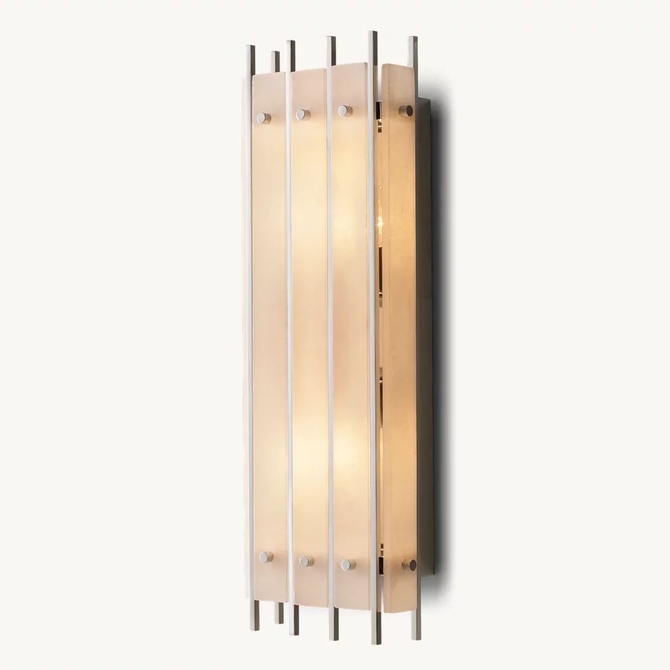San Marco Ribbed Alabaster Rectangular Wall Sconce